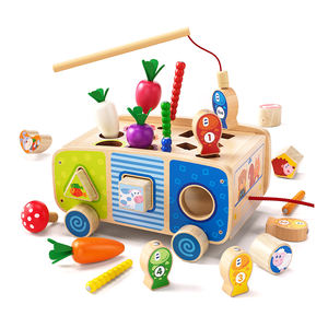 Jouets éducatifs en bois Montessori pour enfants de 1 à 2 ans, chariot de récolte de carottes sensorielles - Product Image 1