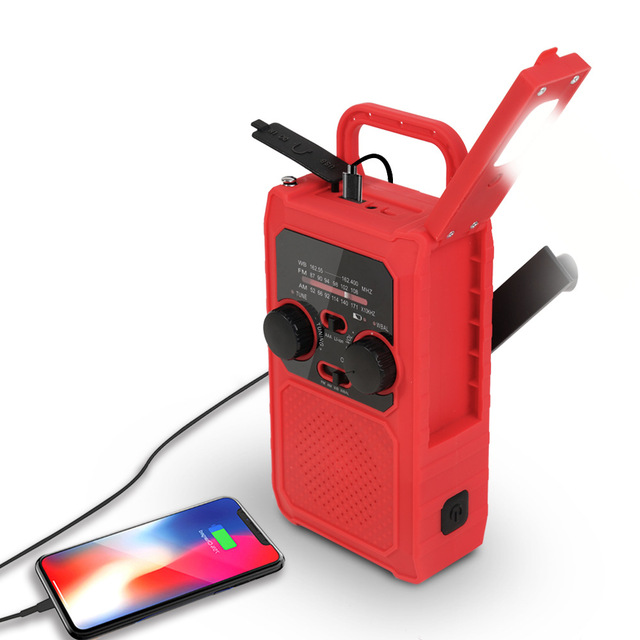 Portable Power Bank Solar Hand Crank Emerncy Weather Radio Battery Operated with SOS Alarm AM/FM and LED Flashlight