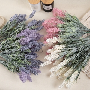 MW53458 Lot de <span class=keywords><strong>fleurs</strong></span> artificielles floquées en plastique lavande pour la décoration de fête de mariage et de festival à la maison - Product Image 3