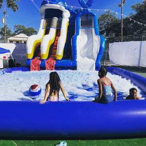 Scivolo d'acqua gonfiabile a doppia corsia con piscina buttafuori il grande parco acquatico balena - Product Image 4