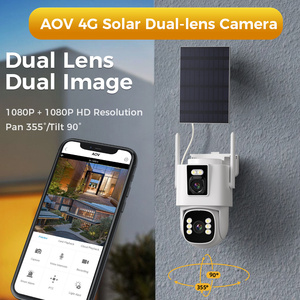 Cámara PTZ Solar 4G AOV de Doble Lente para Exteriores, 8W, IP65, CCTV, Tarjeta SIM, Seguimiento de Movimiento, Detección Humana, Interior, TS14, Micro SD, para Auto - Product Image 3