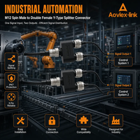 Adaptateur M12 en Y personnalisé, connecteur Y à 5 broches mâle vers double femelle, joint fileté autobloquant, adaptateur M12 en Y à trois voies