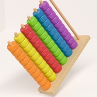 Juego Educativo de Cuentas de Colores de Madera con Soporte para Contar, Juguete de Apilamiento y Combinación de Colores para Niños de 3 a 6 Años