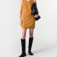Mini jupe courte pull deux pièces ensemble pour femmes cachemire tricoté sans manches gilet jupe doux printemps été Chic ensembles