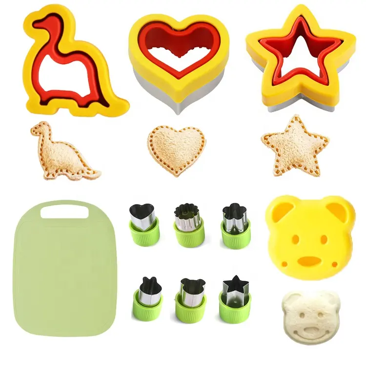 Gebak Bak Voedsel Brood Muis Mal Dinosaurus Maker En Sealer Biscuit Stempel Sandwich Cookie Cutter Set Voor Kinderen