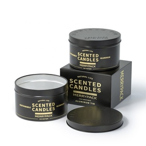 Lata de Metal Negra para Velas de 8oz, Envase de Aluminio para Velas Navideñas, Venta al Por Mayor - Product Image 1
