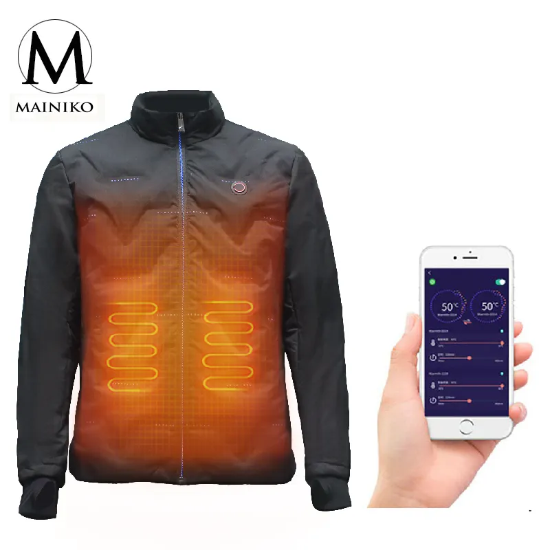 Chaqueta térmica personalizada para hombre, chaleco impermeable, equipo de caza de invierno con cierre de cremallera, calidez larga garantizada por el paquete de batería