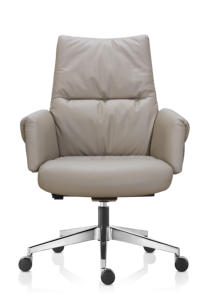 Chaise de bureau de direction pivotante à roulettes, ergonomique, moderne, en cuir PU, avec accoudoirs réglables en hauteur - Product Image 4