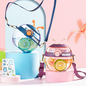 Borraccia per bambini Aibeile Little Ladybug con cannuccia, in Tritan, senza BPA, a prova di perdite, con tracolla, per l'uso quotidiano dei più piccoli - Product Image 1