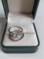 Ensemble de bagues de mariage et de fiançailles, bagues de mariage en zircone, ensemble pour couple, or blanc, personnalisé, bague S925