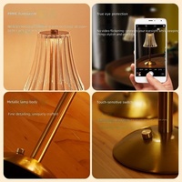 Lampe de table contemporaine en fer doré sans fil à LED, abat-jour en acrylique, lumière décorative minimaliste pour la maison