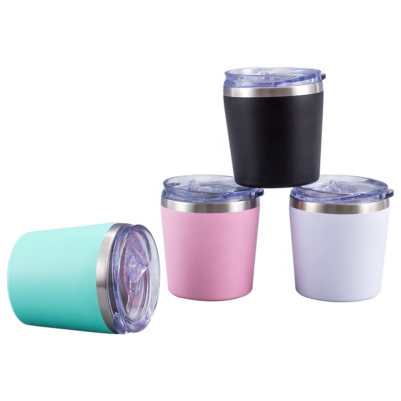 Оптовая продажа, вакуумные изолированные мини-чашки из нержавеющей стали 304 объемом 8 унций, Кружка для кофе с крышкой