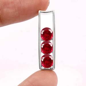 Pendentif Classique de Luxe pour Femme, Charme de Fiançailles, Rubis du Mozambique Rouge Sang 6x6 MM, Pierre Précieuse Taillée, Argent 925 Plaqué Or 14K - Product Image 6