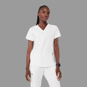Ensemble de blouses médicales Senyun pour femmes, col en V, manches courtes, <span class=keywords><strong>pantalon</strong></span> large à fente latérale, uniforme d'infirmière confortable et respirant - Product Image 4