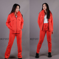 Ensemble Sport Décontracté Tricoté 2 Pièces pour Femme, Manteau en Laine Mélangée avec Col en Laine et Poche Poitrine, et Pantalon