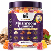 OEM Private Label KUNYON Paddenstoelen Gummies 8 Paddenstoelen Complex Ashwagandha Gemengd Fruit 60 Gummies Volwassenen Wellness