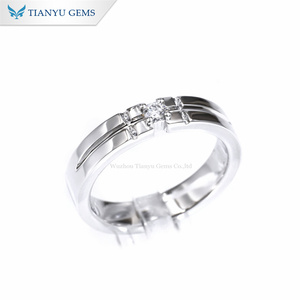 Tianyu Gems Custom 14K White Gold DEF Round Cut Monissanite 4mm band <b>Men</b>’s <b>ring</b> - Product Image 2