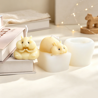 Molde de silicona 3D de hámster gordo y lindo para velas, figura de hámster con mejillas hinchadas, molde de fundición para DIY, adorno de pastel, herramientas de animales adorables.
