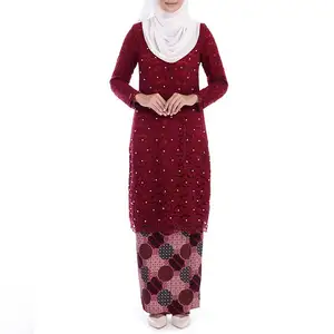 Nuevo modelo Mutiara Gantungan Jubah Muslimah Piyama Tidur para Malasia Baju Kurung