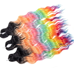 El cabello trenzado sintético de onda profunda suelta de <span class=keywords><strong>Anna</strong></span> se extiende 24 pulgadas con rizos de ganchillo retorcidos de Color de cabello trenzado con onda de agua - Product Image 5