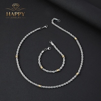 Ensemble collier chaîne en acier inoxydable pour homme et bracelet de 5 mm pour la fabrication de bijoux, design à perles dorées