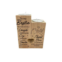 Bougeoir en bois pour anniversaire de famille, forme carrée, artisanat, porte-bougie