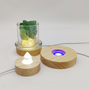 Living Room <strong>Table</strong> Decorative Crystal Ball Art Crafts Lamp Rgb Color <strong>Changing</strong> Luminous Round Petal Shape Wooden Base - Product Image 1