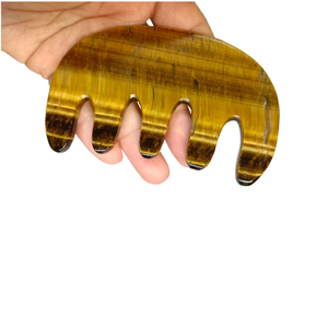 Peine de Piedra Ojo de Tigre Natural para Masaje del Cuero Cabelludo, Cuidado de la Salud Meridiana, Herramienta de Belleza con Mango Retro para Raspado - Product Image 6