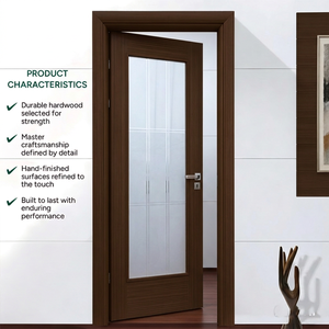 Puerta Interior Moderna de Madera Sólida Golden Aero con Panel de Vidrio Esmerilado para Dormitorio o Apartamento, Superficie Acabada, Apertura Manual GA-01G - Product Image 4