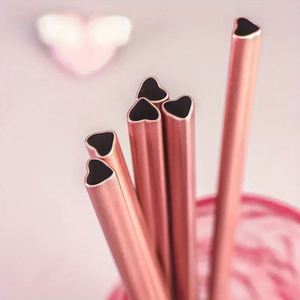 Pajita de Acero Inoxidable 304 en Forma de Corazón de 8.5 Pulgadas, Pajita Metálica Reutilizable para Restaurantes, Hogares y Bares - Product Image 1