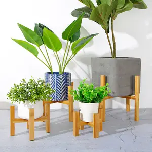 Modern Bamboo Flower Potted Holder Rack Planta Stand Madeira Para Plantas de Interior Flower Pot Stand