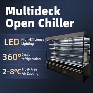 Refrigerador Comercial Abierto para Vegetales, Vitrina Refrigerada Multideck, Exhibidor de Aire de Acero Inoxidable con Estantes Ajustables para - Product Image 4