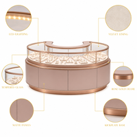 Vitrine de présentation de bijoux en verre rond sur mesure, design de luxe pour les magasins de détail et les grossistes