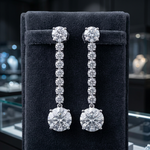 Pendientes colgantes solitarios de diamantes en cascada, joyería fina de metal precioso de lujo para mujer, elegante regalo nupcial - Product Image 3