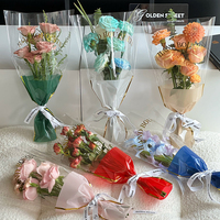 Sac de cellophane en plastique PVC Transparent pour Bouquet fleuriste frais Roses fleur emballage manches fleurs sac unique en gros