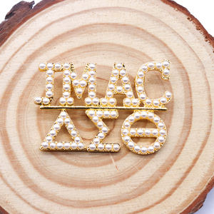 Lujo 18K chapado en oro tono hermandad Delta Jackson MS Alumnae capítulo diseño perla cubierta griego DST JMAC símbolo broche Pin - Product Image 4