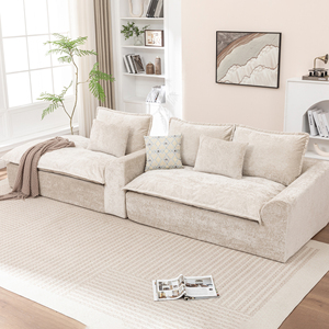 103 " L-shaped Modular Convertible Couch Set <b>Cloud</b> Boneless Deep Seats High Back No Assembly Required - Product Image 4