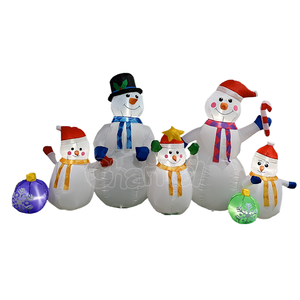Nuovo Design Addobbi Natalizi Gonfiabili: Combinazione Pupazzo di Neve Gonfiabile per Famiglia <span class=keywords><strong>con</strong></span> Luci LED - Product Image 1