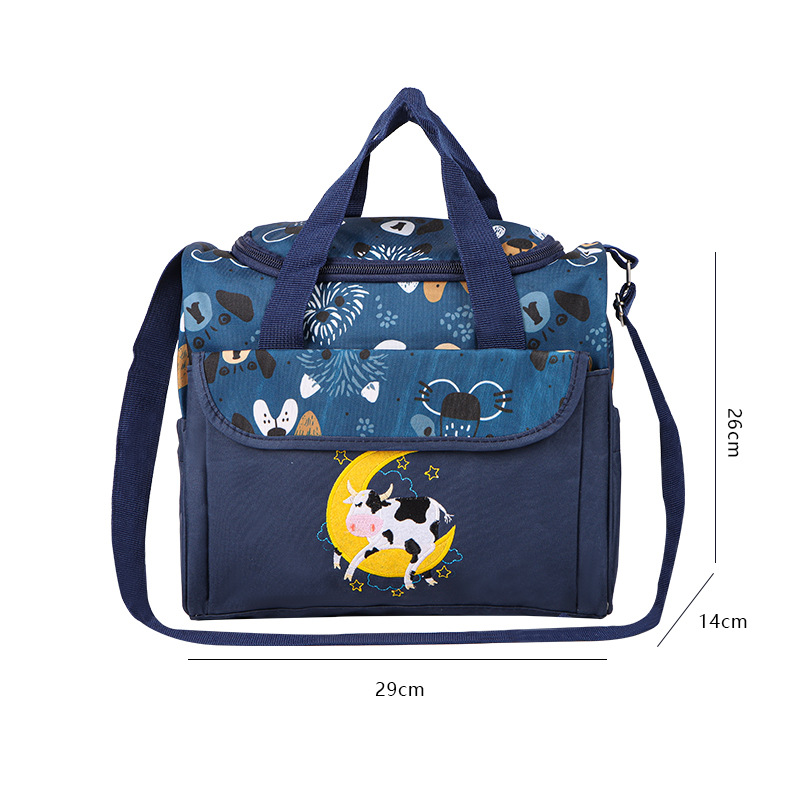 Small size with lid, puppy design - navy blue