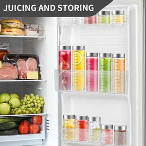 CWHHRN 8 Oz Botellas de jugo de vidrio de borosilicato Paquete de 4 Tapas a prueba de fugas Sin BPA Lavavajillas Microondas Seguro Camping Uso <span class=keywords><strong>Shaker</strong></span> - Product Image 6