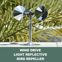 Dispositif anti-oiseaux N11 à énergie éolienne avec prisme rotatif réfléchissant à large portée 360° et miroirs rotatifs à énergie éolienne