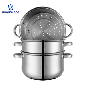 Marmite à <span class=keywords><strong>couscous</strong></span> en acier inoxydable Marmite à soupe vapeur à 2 couches avec couvercle en verre - Product Image 2