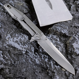 Cuchillo Plegable HUAAO F228 1368, Totalmente de Acero, para Camping y Senderismo, Hoja de Acero 8Cr13Mov, Mango de Acero Inoxidable 420, 57-59HRC, 110g - Product Image 5