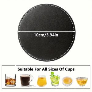 Sous-verres en cuir personnalisés avec logo, photo, texte pour table basse, bar, verre à vin, décoration de bureau de cuisine - Product Image 3