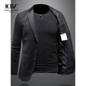 Station européenne costume pied de poule hommes automne et hiver nouvelle veste en <span class=keywords><strong>velours</strong></span> doré Style coréen décontracté une pièce costume épaissi - Product Image 4