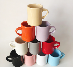 แก้วเซรามิคทรงเอววินเทจ แก้วกาแฟโค้งหลากสี - Product Image 2