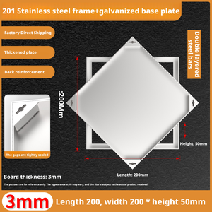 Tapa de alcantarilla cuadrada personalizada de acero inoxidable 201 (empotrada) + placa base galvanizada - Product Image 2