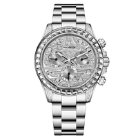 Reloj de Pulsera de Lujo con Cronógrafo de Diamantes Personalizado OEM, Relojes Mecánicos Automáticos para Hombre, Reloj de Negocios Clásico Multifuncional con Caja Plateada