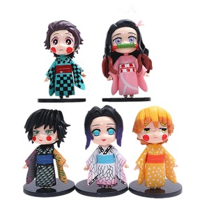 Venta Caliente, Juego de 5 Muñecas de Anime Versión Q de PVC, 5 Piezas de 10 cm, Yukata Nezuko <span class=keywords><strong>Shinobu</strong></span>, Modelo de Adorno - Product Image 1
