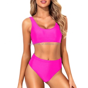 Women's Solid 2-Piece Swimdress <b>Bikini</b> <b>Set</b> XL On-Trend Beachwear <b>Sexy</b> Comfortable Quick Dry Eco-Friendly Deep V Neck Front Logo - Product Image 3